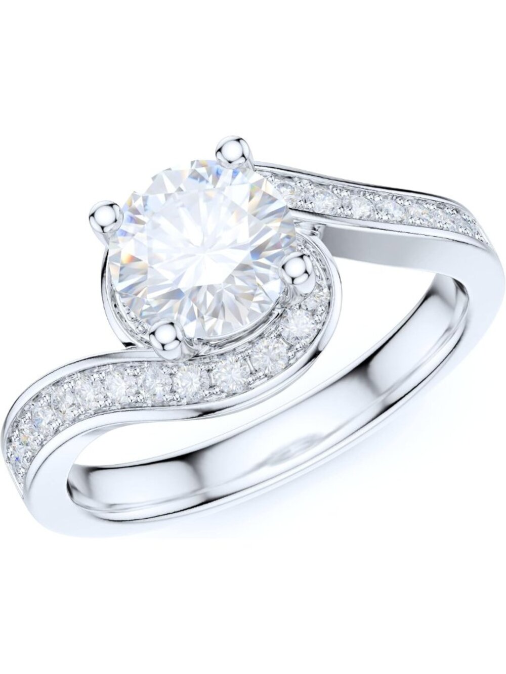 1CT Simulated Diamond or Moissanite Promise Ring - Handmade Sterling Silver